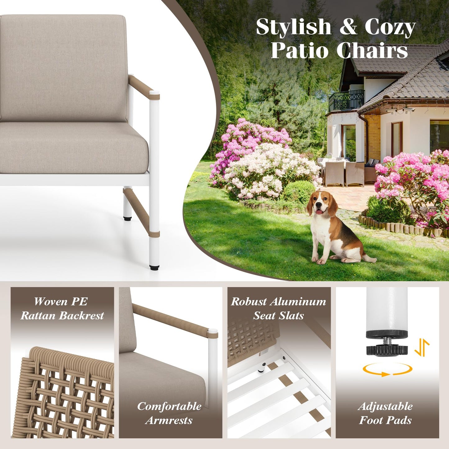 Tangkula 8 Pieces Patio Furniture Set with Thick Cushions