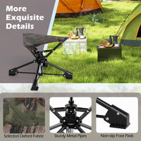 Tangkula 360°Swivel Foldable Camping Stool with Anti-Sink Feet & Carrying Bag