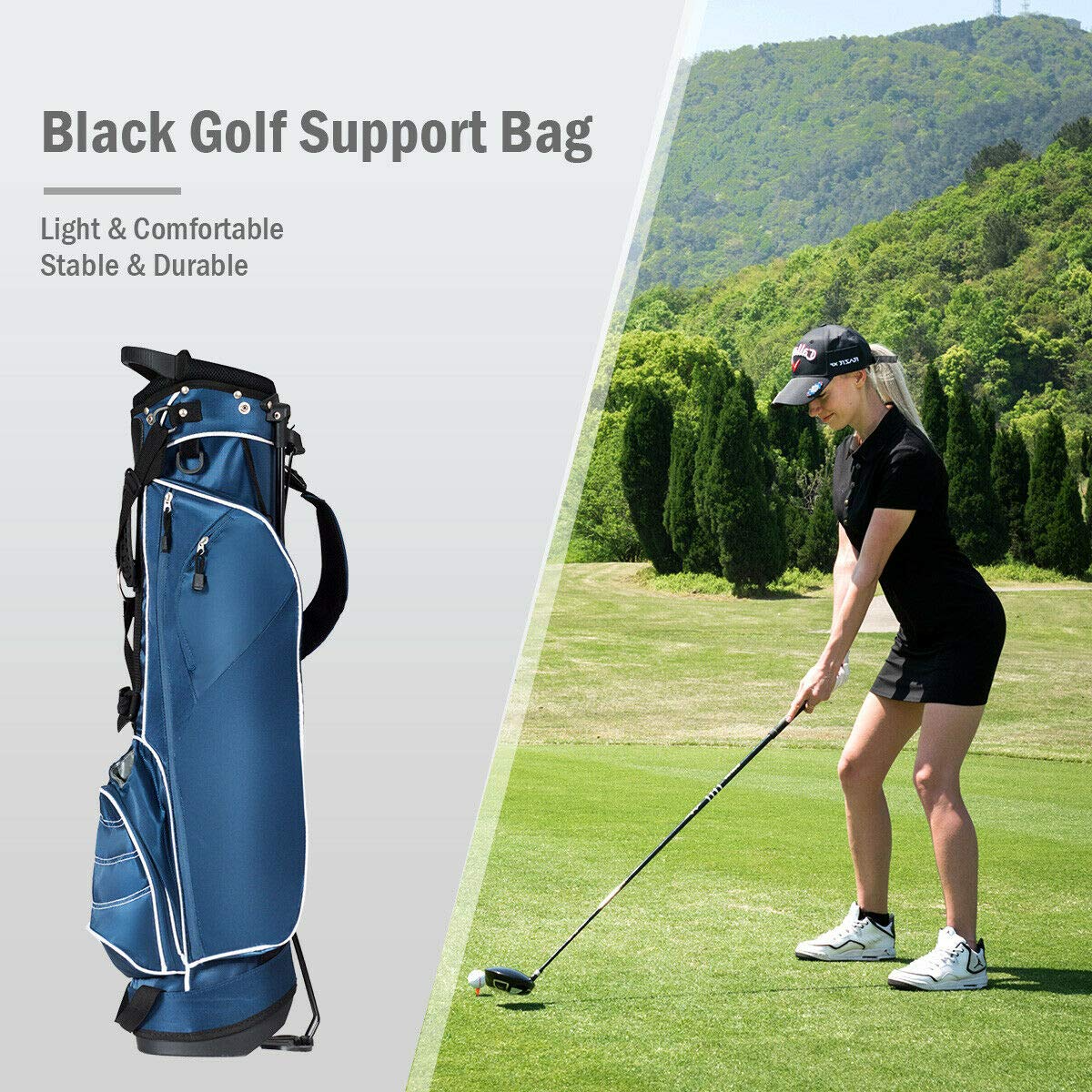 Tangkula Golf Stand Bag, Lightweight Organized Golf Bag, Easy Carry Shoulder Bag with 3 Way Dividers and 4 Pockets for Extra Storage