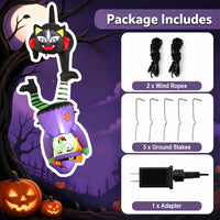 Tangkula 6.2 FT Halloween Hanging Inflatable Witch & Black Cat Decorations