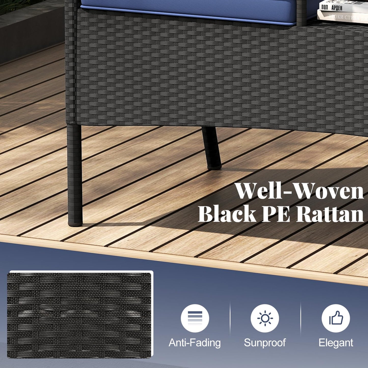 Tangkula Patio Loveseat with Built-in Table