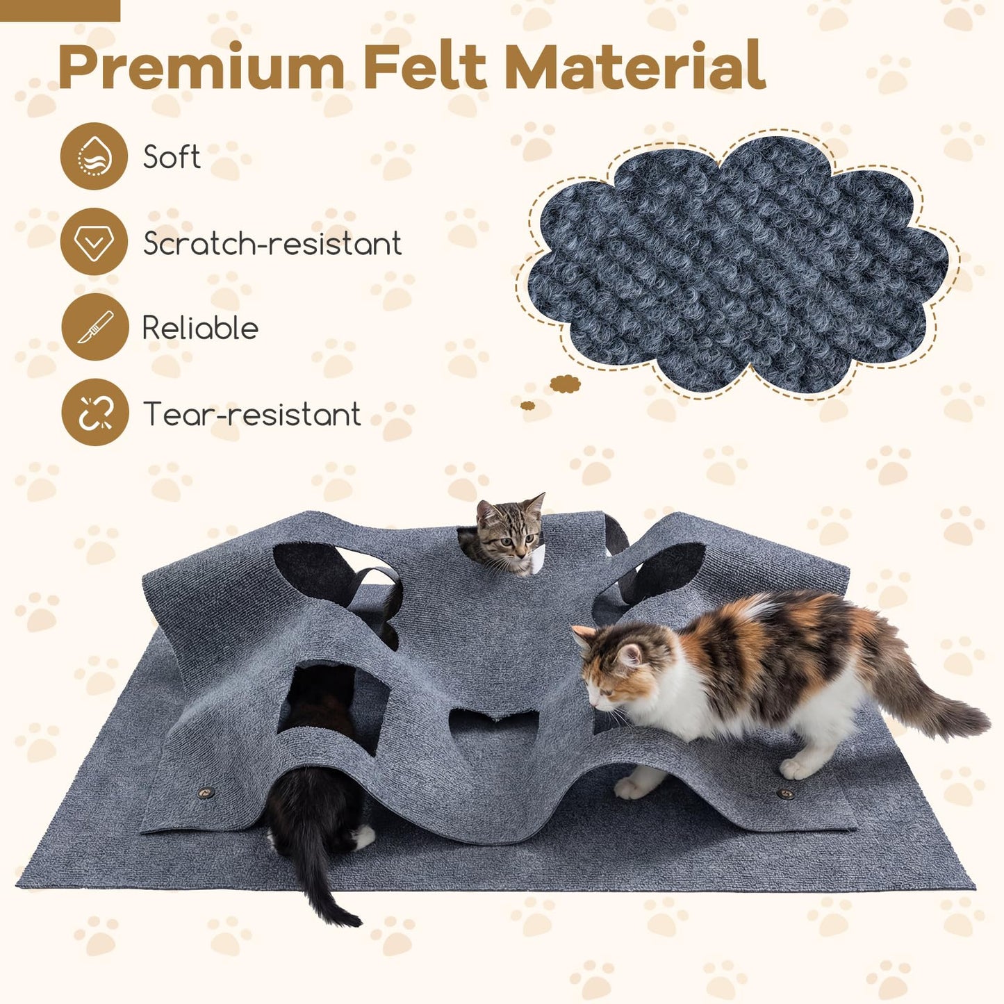 Tapis tunnel rectangulaire Tangkula 48" x 36" pour chats d'intérieur