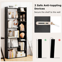 Tangkula 6-Tier Bookshelf | 64”H Tall Open Bookcase with Anti-Tip Kits (1/2)