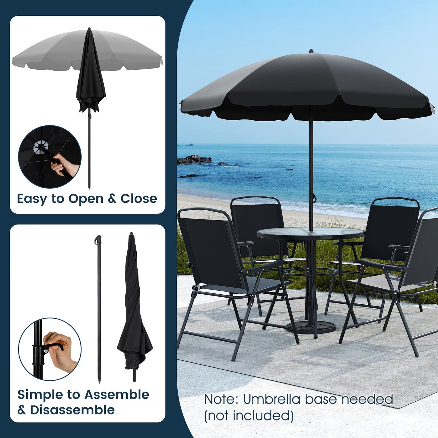 Ensemble de salle à manger Tangkula 6 pièces pour terrasse avec parasol pour jardin