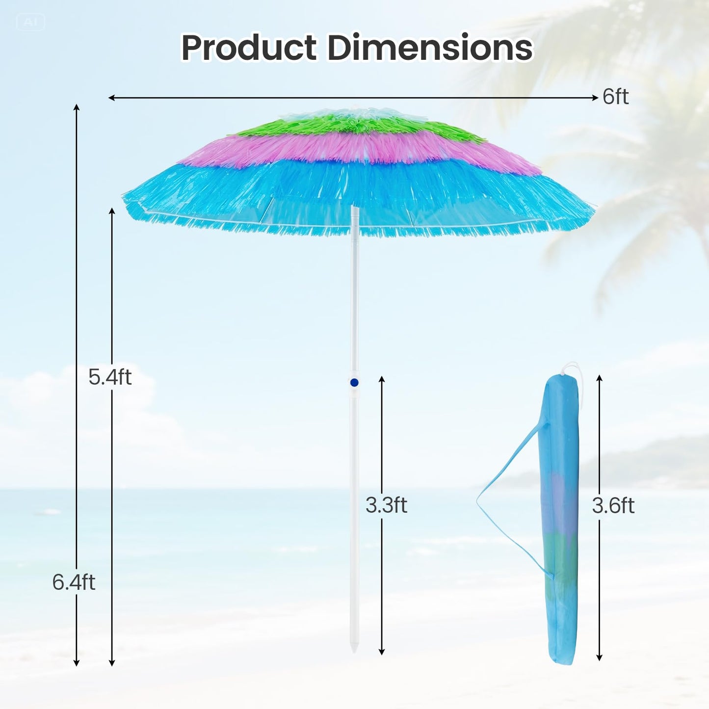 Tangkula 6FT Tiki Patio Umbrella with Carrying Bag