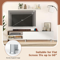 Tangkula White TV Stand with 2 Wall Shelves for Living Room