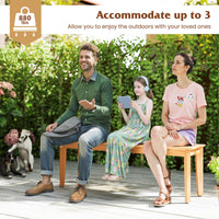 Tangkula 55" Teak Wood Bench 3-Person Backless Seating