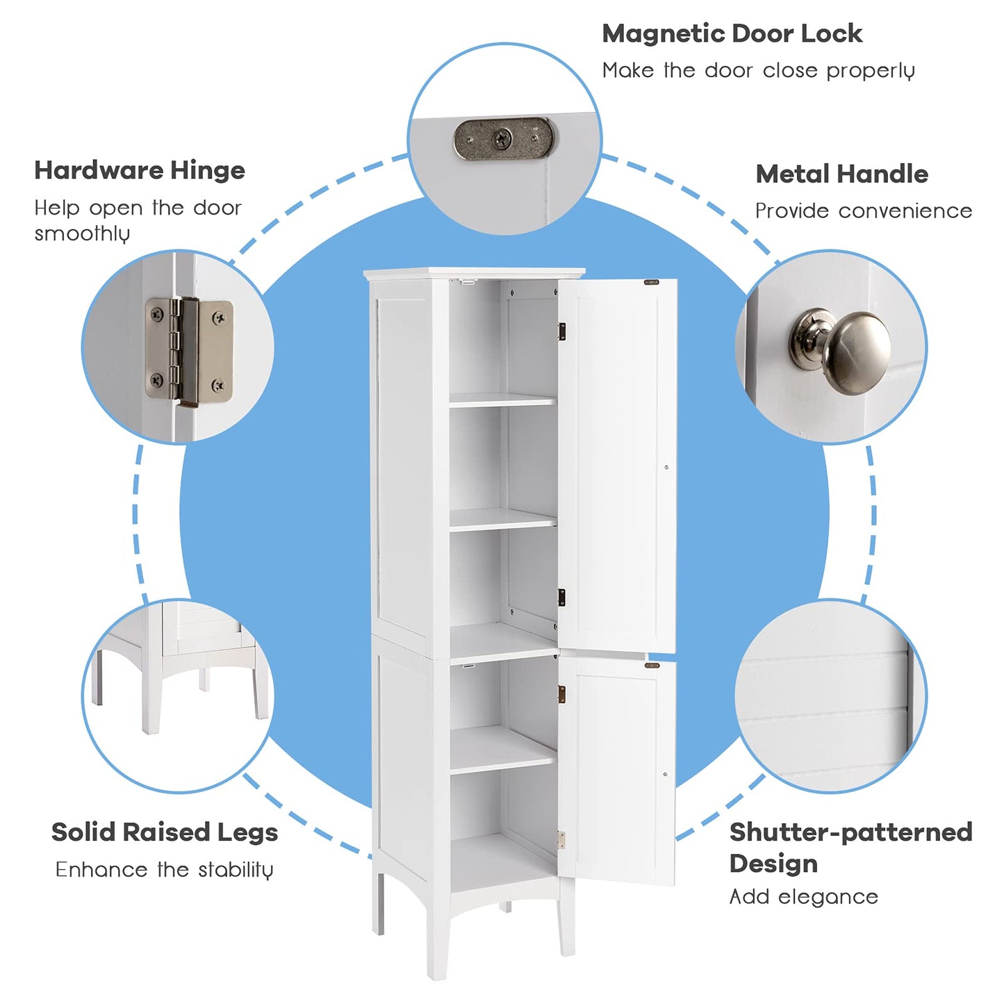Tangkula Tall Bathroom Storage Cabinet for Bathroom Living Room Kitchen