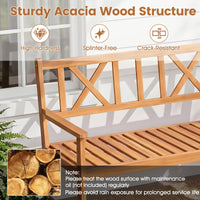 Tangkula 2-Person Acacia Wood Outdoor Garden Bench with Cushion(Without seat cushion)