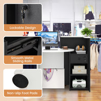 Tangkula Reception Desk, Front Counter Desk with Lockable Drawer & Adjustable Shelf