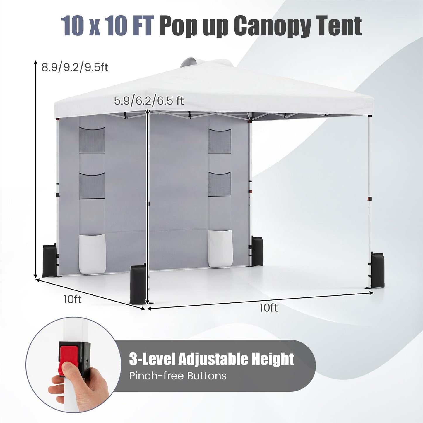 Tangkula 10x10 Ft Pop Up Canopy with Sidewall UPF50+ Commercial Canopy Tent