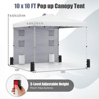 Tangkula 10x10 Ft Pop Up Canopy with Sidewall UPF50+ Commercial Canopy Tent