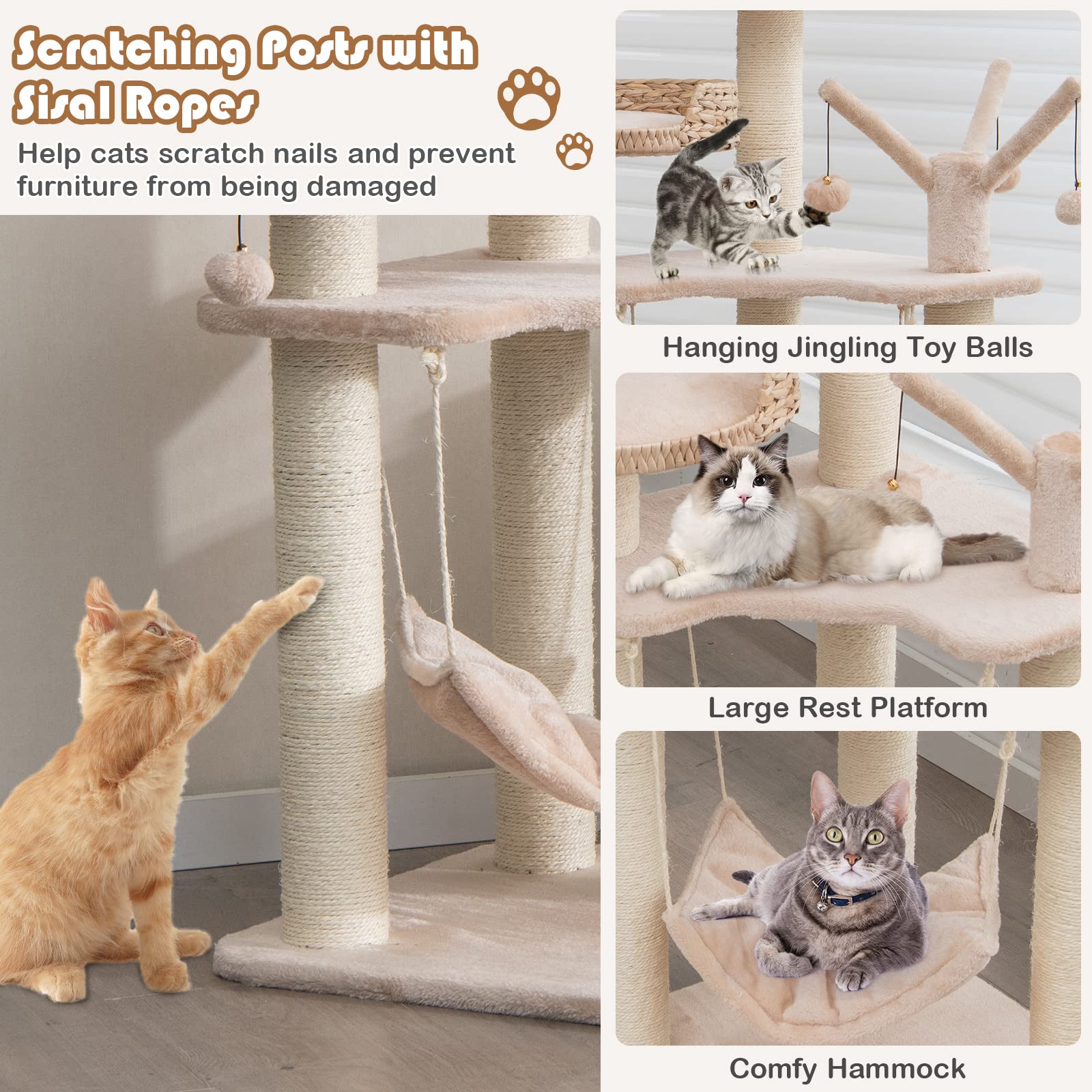 Cat Tree for Indoor Cats - Tangkula