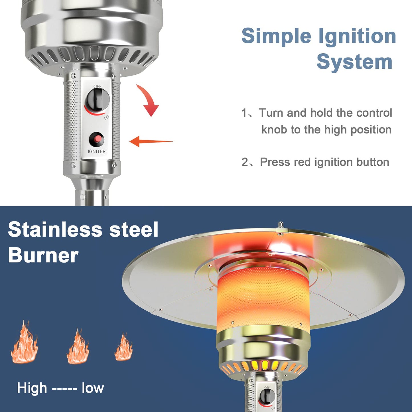Patio Heater, 50000 BTU Propane Heater with Wheels