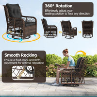 Tangkula 3 Piece Patio Swivel Rocker Set with Tempered Glass Side Table