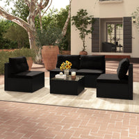 Tangkula 5 Piece Rattan Sofa Set, Outdoor Wicker Furniture Set w/Seat & Back Cushions