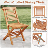 Tangkula Teak Wood Folding Patio Chairs Set of 2/4(25" x 19" x 35.5")