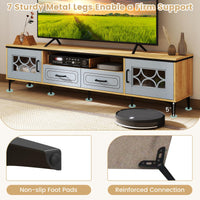 Tangkula Farmhouse TV Stand for TVs up to 80” 71” Entertainment Center with 2 Drawers