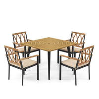 Tangkula 5 Pieces Patio Dining Set（Natural）