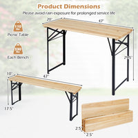 Tangkula 3 Piece Folding Picnic Table with 2 Benches