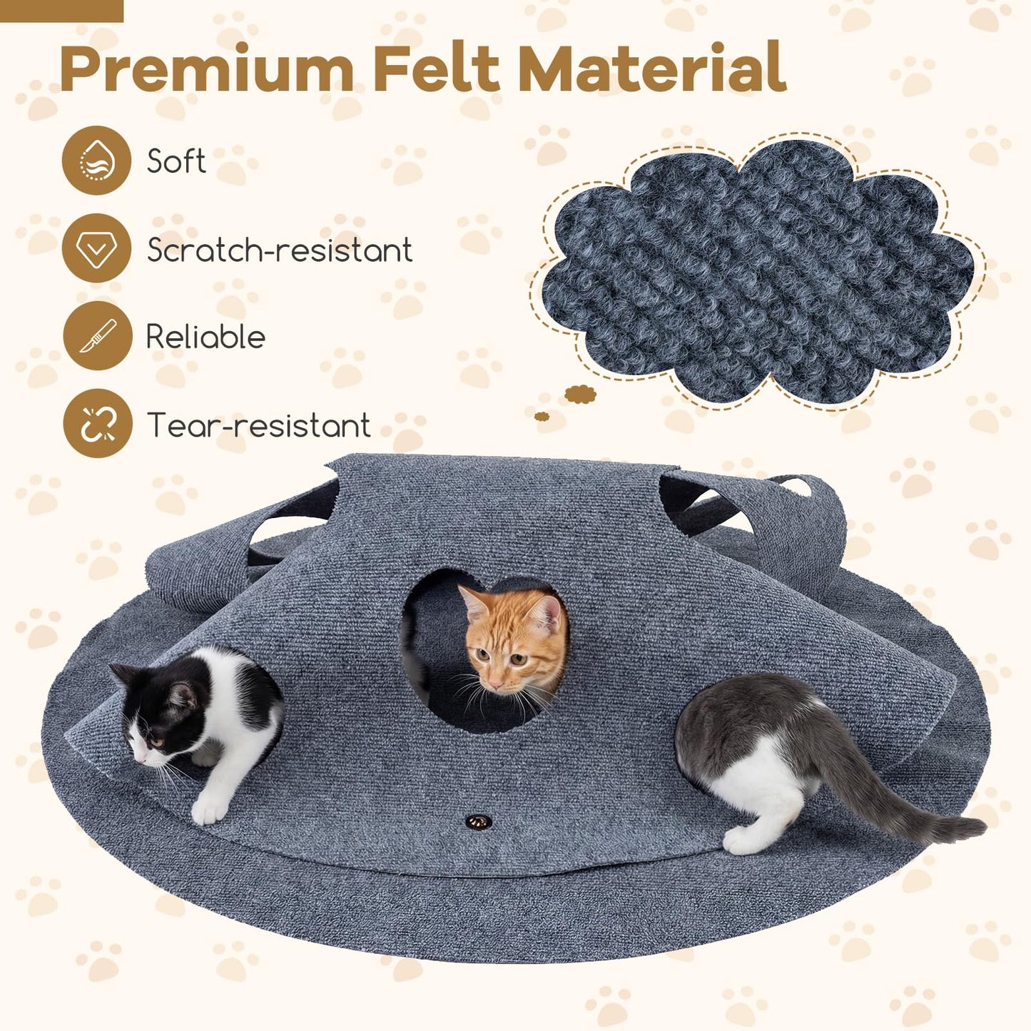 Tangkula Grand tapis tunnel rond de 102 cm pour chats d'intérieur