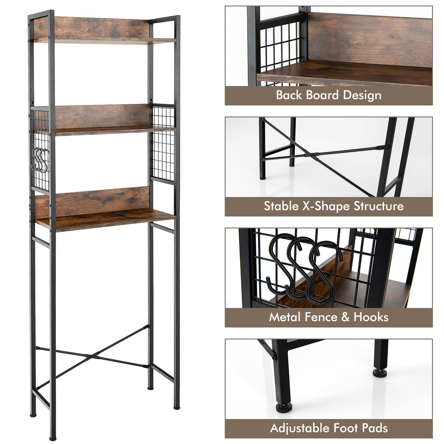 3-Tier Over-The-Toilet Storage Rack