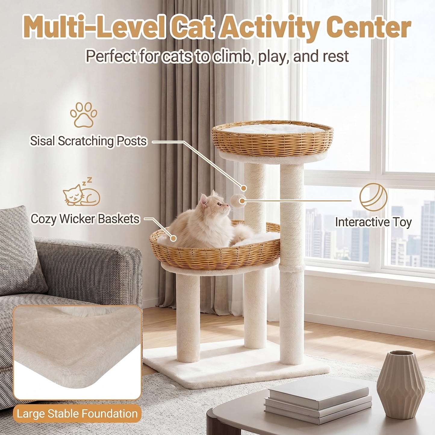 Tangkula 30 Inch Modern Cat Tree for Indoor Kittens