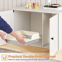 Tangkula Cat Litter Box Enclosure | Hidden Cat Washroom Cabinet with Double Doors