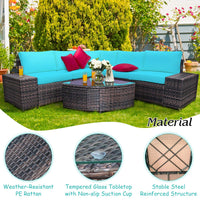 Tangkula 6 Piece Wicker Patio Furniture Set for Backyard