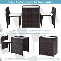 3 PCS Outdoor Rattan Dining Set  - Tangkula