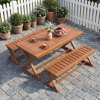 Tangkula Wood Outdoor Bench Backless