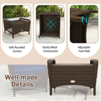 Tangkula 2 Pieces Patio Wicker Ottomans with Removable Cushions for Additional Seating