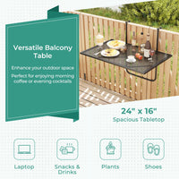 Tangkula Balcony Railing Table Outdoor Folding Hanging Table（24” x 20” x 20”）