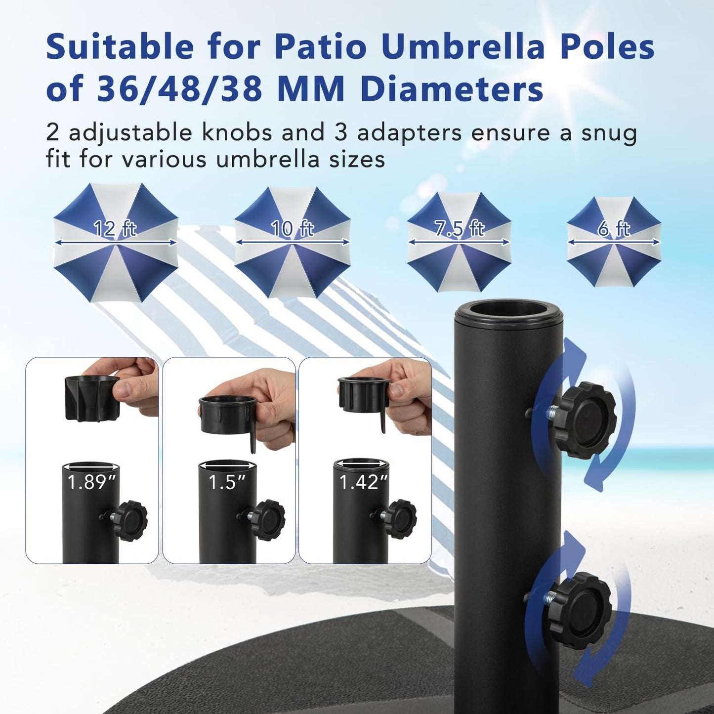 Tangkula Patio Umbrella Base 88LBS Capacity Water & Sand Fillable Market Table Umbrella Stand