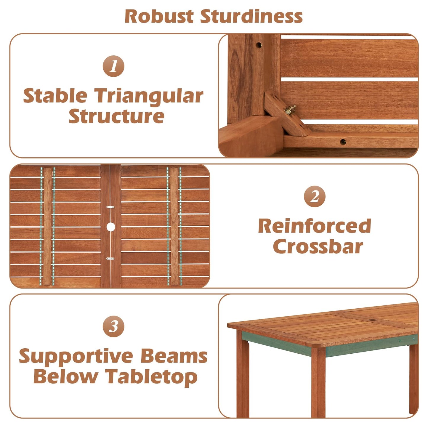 Tangkula Patio Dining Table with Umbrella Hole