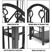Range-bûches Tangkula avec 4 outils de cheminée, support de rangement pour bûches avec kit d'outils de cheminée (17,5" L x 12" l x 29,5" H)
