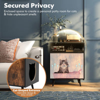 Tangkula Cat Litter Box Enclosure, 2-in-1 Cat Washroom Cabinet with Open Compartment