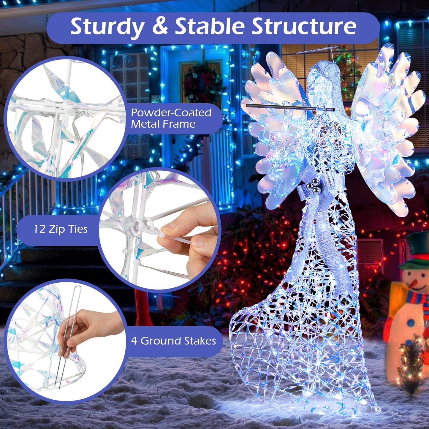 Tangkula Ange iridescent lumineux de Noël de 1,6 m