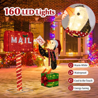 Tangkula Christmas Lighted Mailbox & Penguin for Home Lawn Yard Garden Porch Party Indoor Outdoor