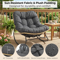 Tangkula Oversized Egg-Shaped Papasan Rocking Chair