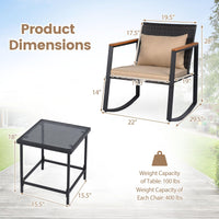 Tangkula 3 Pieces Outdoor Rocking Chairs Set