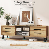 Tangkula Mid Century Modern TV Stand with Sliding Doors for 65” TVs