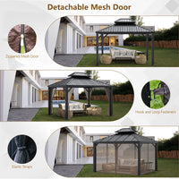 Tangkula 2-Tier Outdoor Gazebo w/Double Vented Roof & Central Hook