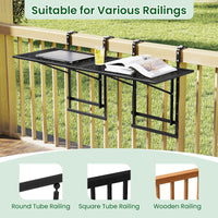Tangkula Table de balcon pliable 122 cm pour rambardes de 3,8 cm à 8,9 cm d'épaisseur
