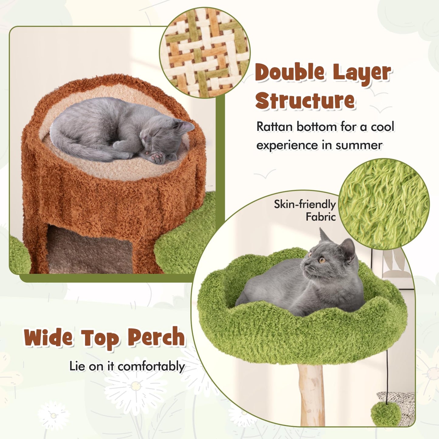 Tangkula Solid Wood Cat Tree for Indoor Cats Large Adult