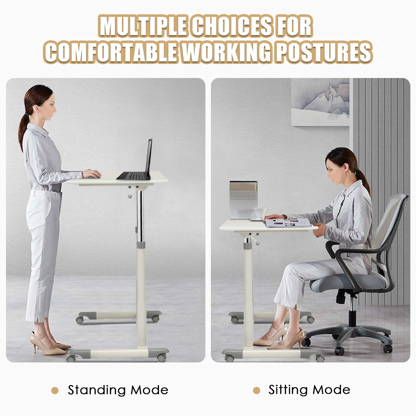 Mobile Standing Desk Computer Desk - Tangkula