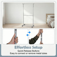Tangkula Double Rolling Clothes Rack with Wheels