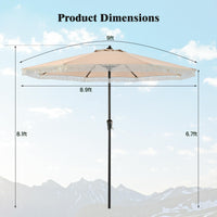 Tangkula 9Ft Patio Umbrella with Fringe, Boho Umbrella with Tassels, Crank Handle, Push Button Tilt