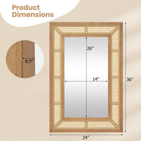 Miroir mural en rotin Tangkula (36"L x 24"l)
