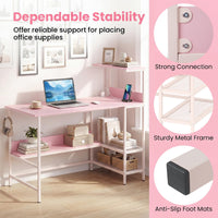 Tangkula 48" Reversible Computer Desk with Bookshelves